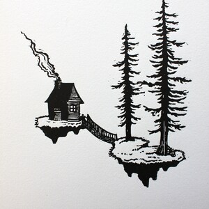 Cabin - Linocut - Printmaking - Art Print
