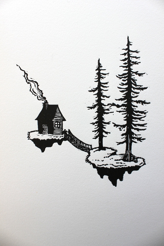 Cabin Linocut Printmaking Art Print Etsy