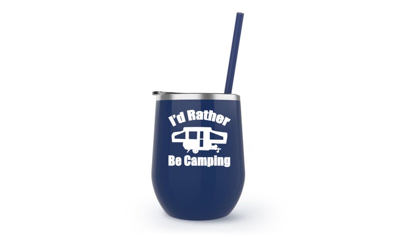 I/'d Rather Be Camping Pop-Up Camper Stainless Steel Wine Tumbler