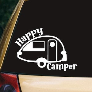 Happy Camper - T@B Teardrop Trailer Window Decal