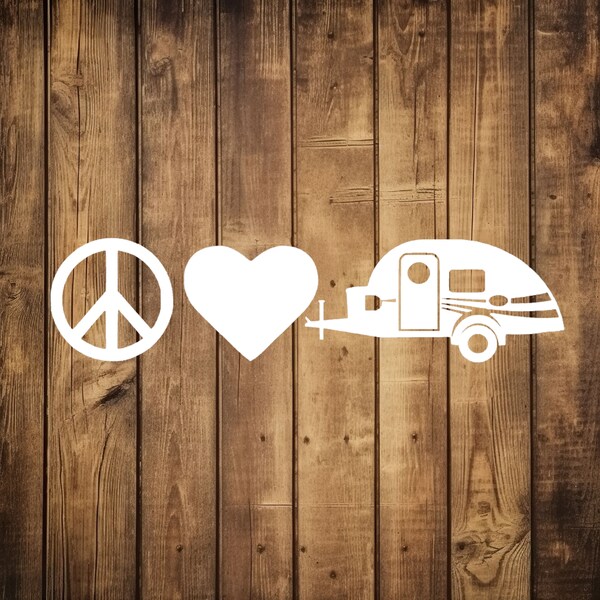 Peace, Love & Camping - T@G Teardrop Trailer Window Decal