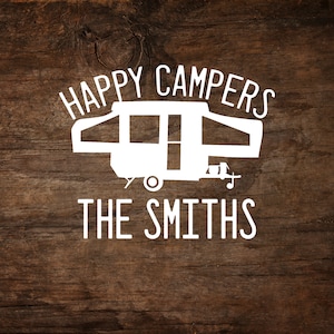 Happy Campers (Personalized) Pop-Up Camper Window Decal