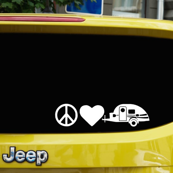 Peace, Love & Camping - T@G Teardrop Trailer Window Decal