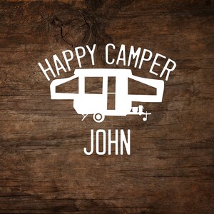 Happy Camper (Personalized) Pop-Up Camper Window Decal