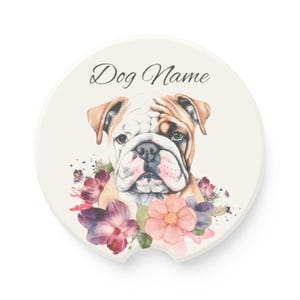 Bulldog Custom Dog Name Car Coasters