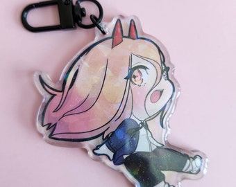 POWER! Chainsaw man glitter keychain