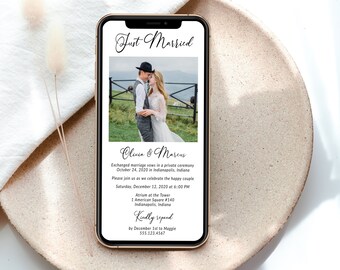 Photo Wedding Reception Electronic Invitation, Electronic Wedding Reception Party, Wedding Reception Party, Just Married, ELO-104E