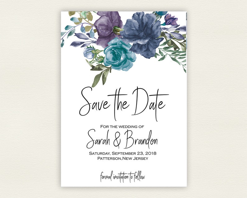 Floral Save the Date Template DIY Save the Date Save the Date card Wedding Announcement Printable Invitation Sarah Collection
