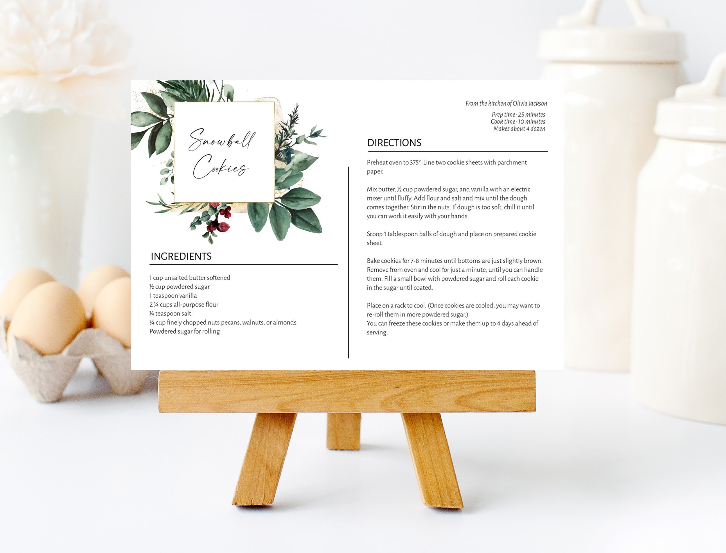 Christmas Recipe Card Template, Cookie Exchange Recipe Card Regarding Cookie Exchange Recipe Card Template