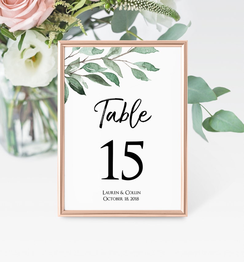 greenery-table-number-template-wedding-table-numbers-4x6-etsy