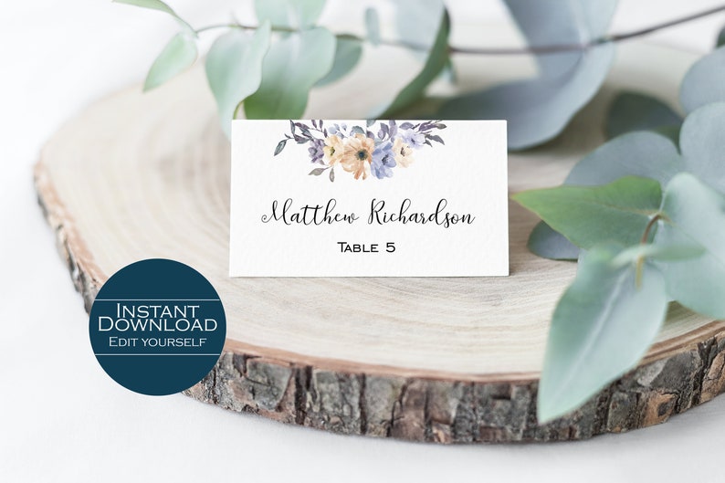 Printable Place Card Wedding Place Card Template Escort Card Editable Place Card Seating Card Place Card Template Nora Collection