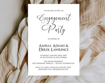 Minimalist Engagement Party Invitation, We're Engaged Printable Engagement Invitation Template, ENG-101