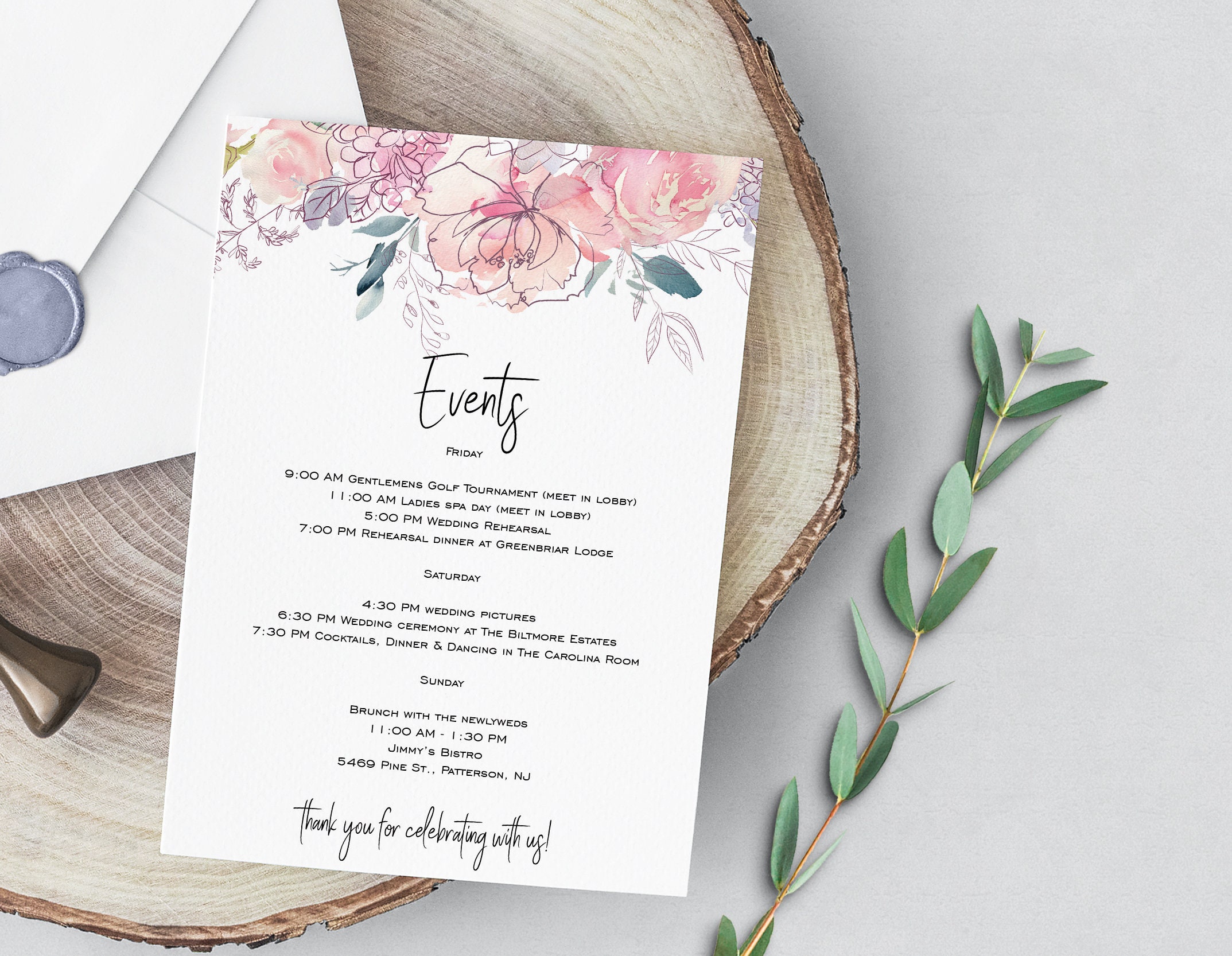 Wedding Welcome Card Wedding Itinerary Welcome Bag Card Template For Wedding Welcome Note Template