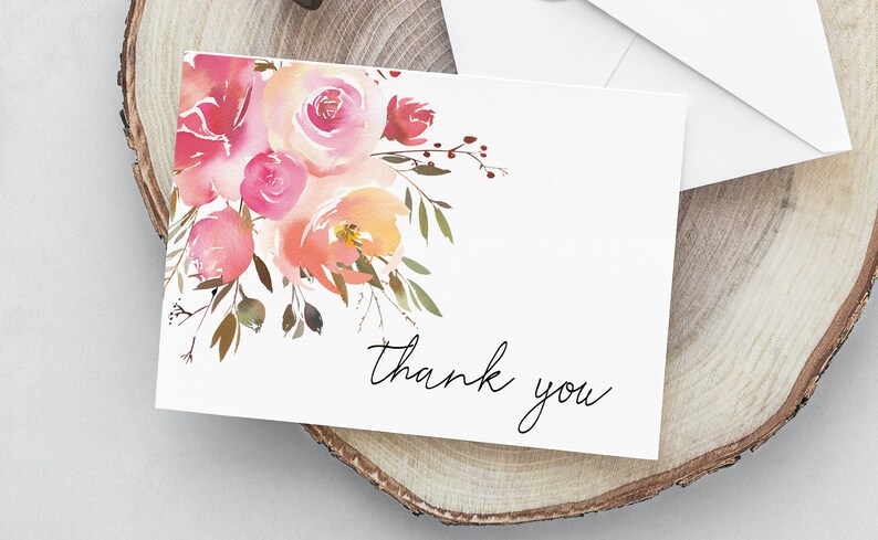 Thank You Note Card MDS337 Wedding Thank You Card Printable Thank You Card Floral Thank You Card Printable