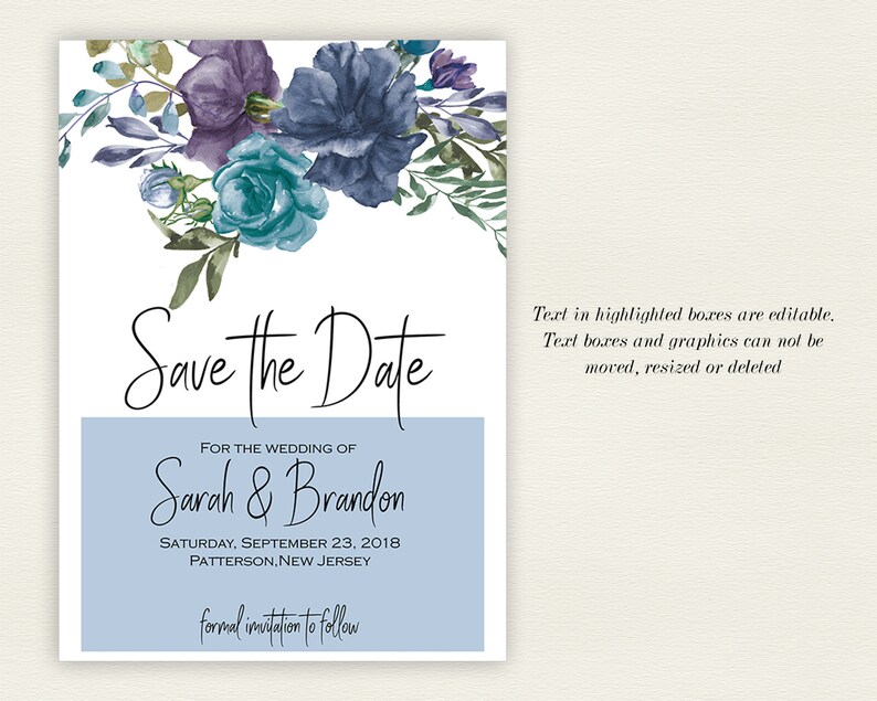 Floral Save the Date Template DIY Save the Date Save the Date card Wedding Announcement Printable Invitation Sarah Collection