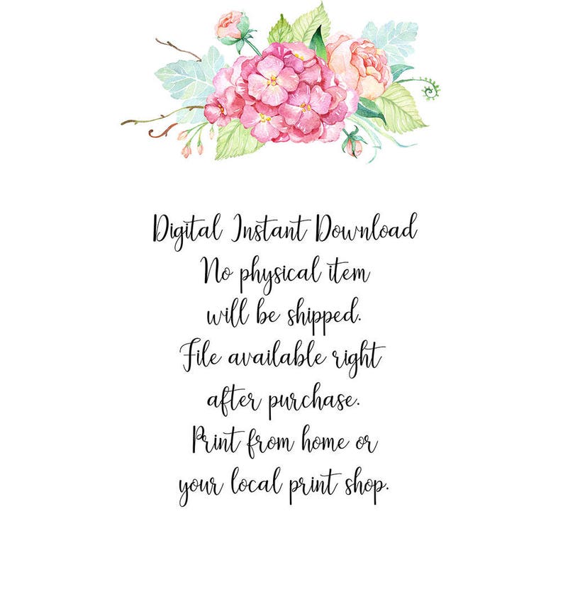 Thank You Note Card MDS337 Wedding Thank You Card Printable Thank You Card Floral Thank You Card Printable