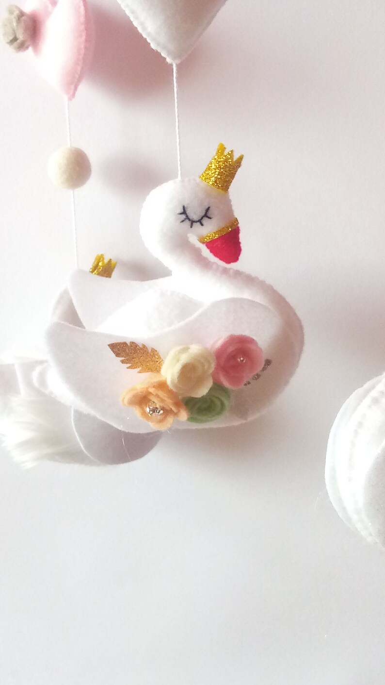 Swan Baby Mobile White Mobile Nursery Mobile Baby Mobile Etsy