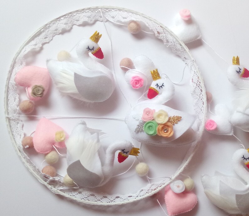 Swan Baby Mobile White Mobile Nursery Mobile Baby Mobile Etsy
