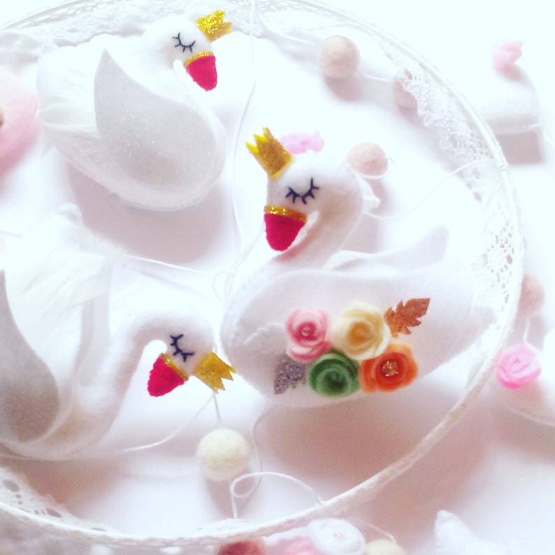 Swan Baby Mobile White Mobile Nursery Mobile Baby Mobile Etsy