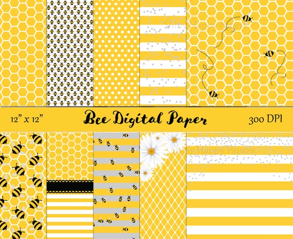 Download Bumble Bee Digital Paper 10 Printable Coordinating Etsy