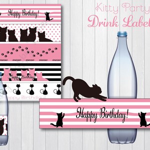 Kitty Cat Party Printable Water Bottle Labels Birthday Party - Etsy