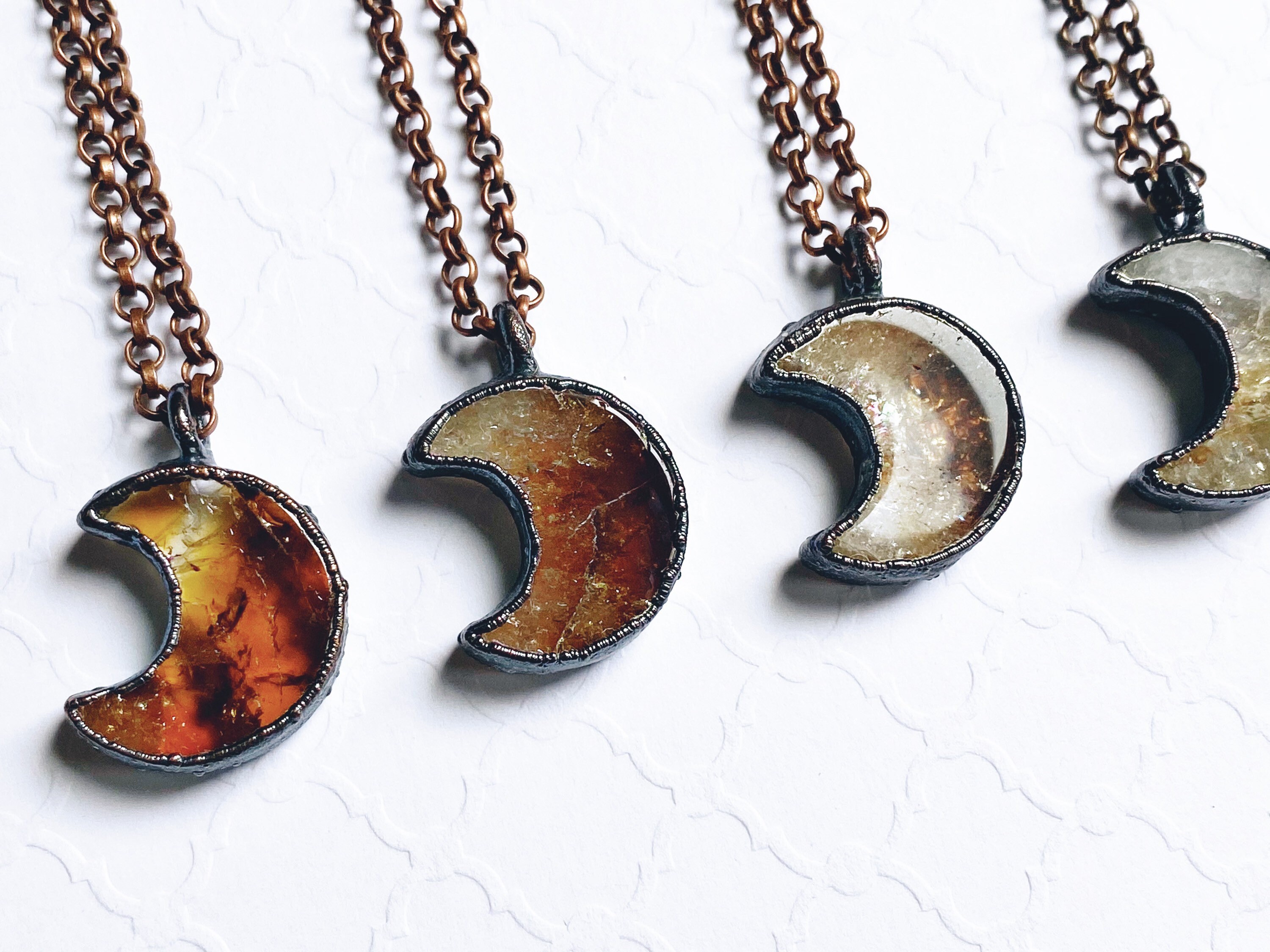 Citrine crystal moon pendant celestial 