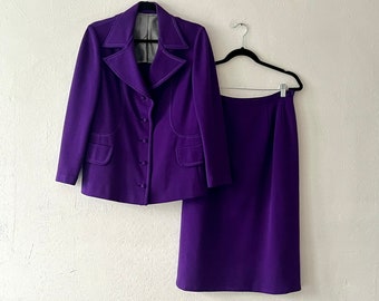 70s Purple Western Style 2pc Skirt Suit