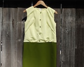 1950 39 s Sleeveless Chartreuse Olive Green Sheath Dress