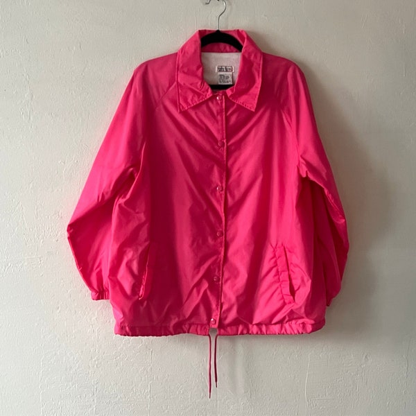 Vintage Hot Pink Nylon Snap Button Jacket