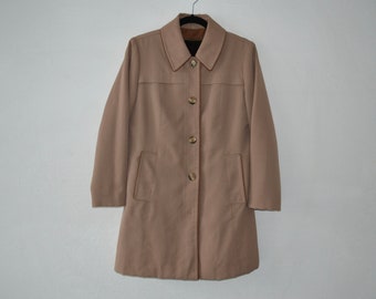 Vintage Khaki Fur Lined Coat USA-Made XS-M Women's