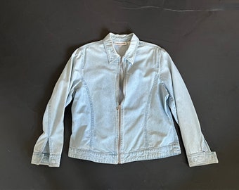Vintage Rhinestone Denim Zip Jacket