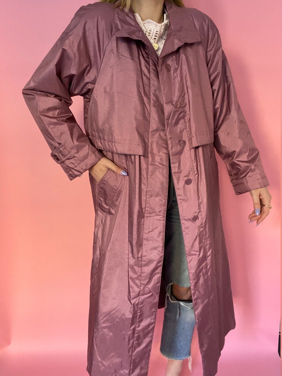 Vintage 80s Dusty Mauve Raincoat
