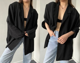 Blazer oversize noir Lady Hazan vintage