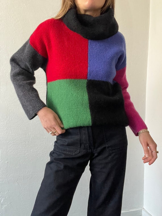 Vintage ESPRIT Shetland Wool Color Block Sweater