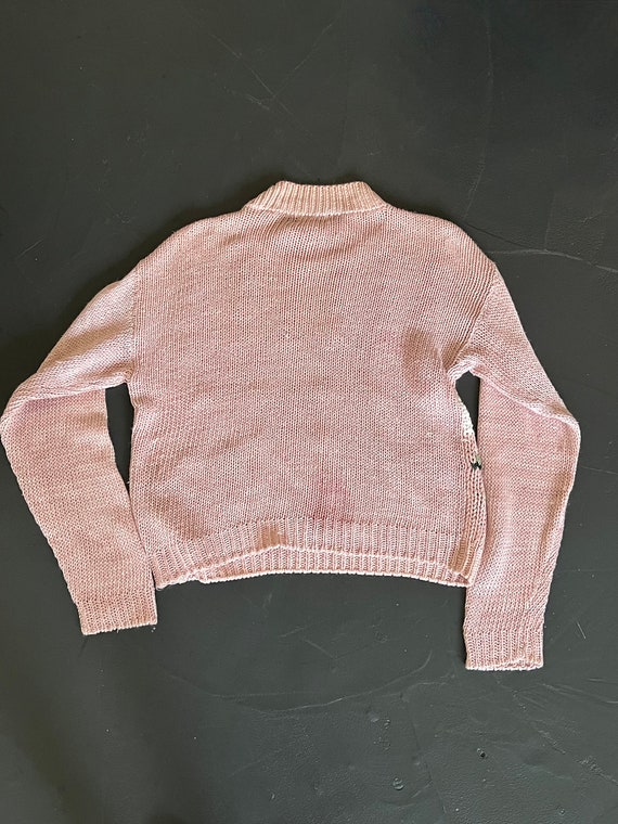 Vintage 1990s Pastel Hand Knit Flower Sweater - image 4