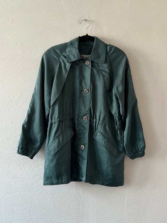 Vintage 90s Green Nylon Windbreaker Jacket - image 3