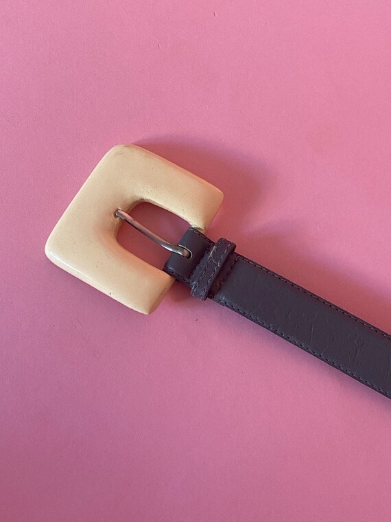 Vintage Norma Kamali Slate Leather Belt