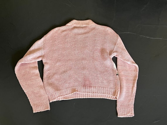 Vintage 1990s Pastel Hand Knit Flower Sweater - image 7