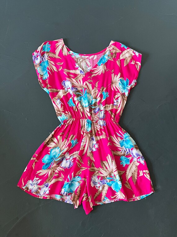 Vintage Pink Hawaiian Print Romper - image 3