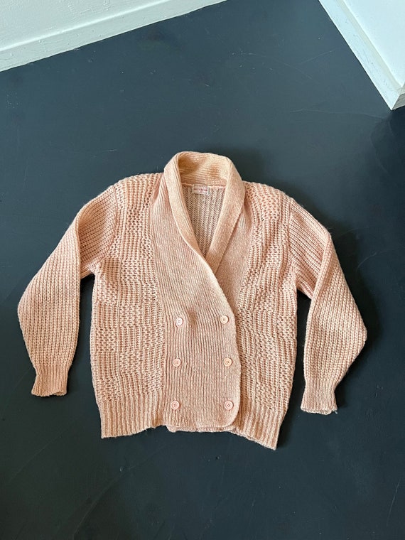 Vintage Sparkly Pink Mohair Chunky Knit Cardigan