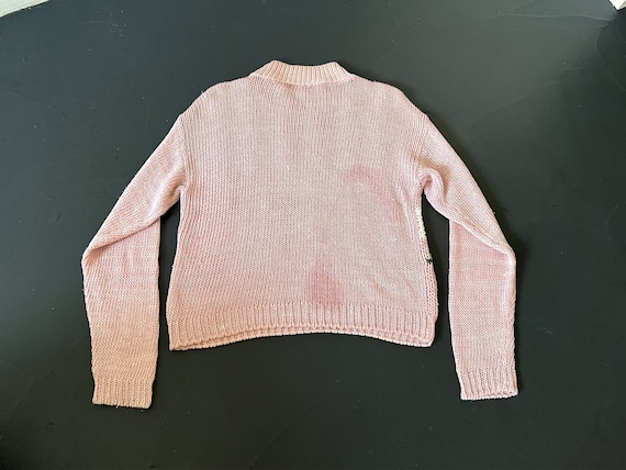 Vintage 1990s Pastel Hand Knit Flower Sweater - image 8