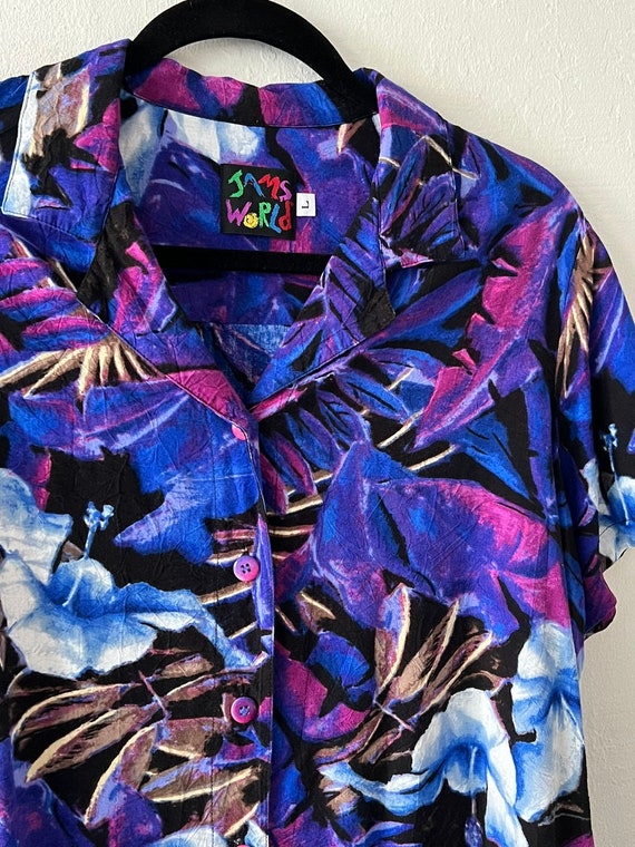 Vintage Jams World "Bluhari" Purple & Blue Printe… - image 3