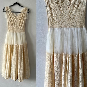Vintage Cream Lace Gown