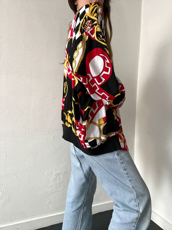 Vintage Baroque Print Bomber Jacket - image 5