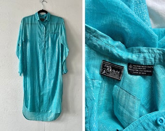 Vintage Just Class Sparkly Aqua Metallic Tunic Dress