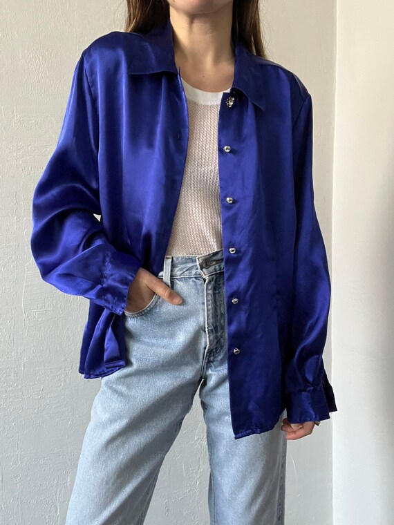 Flowy V Blouse- Royal