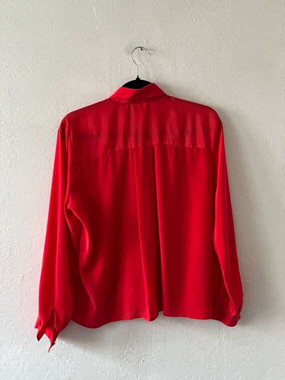Vintage Candy Apple Red Bow Blouse - image 9
