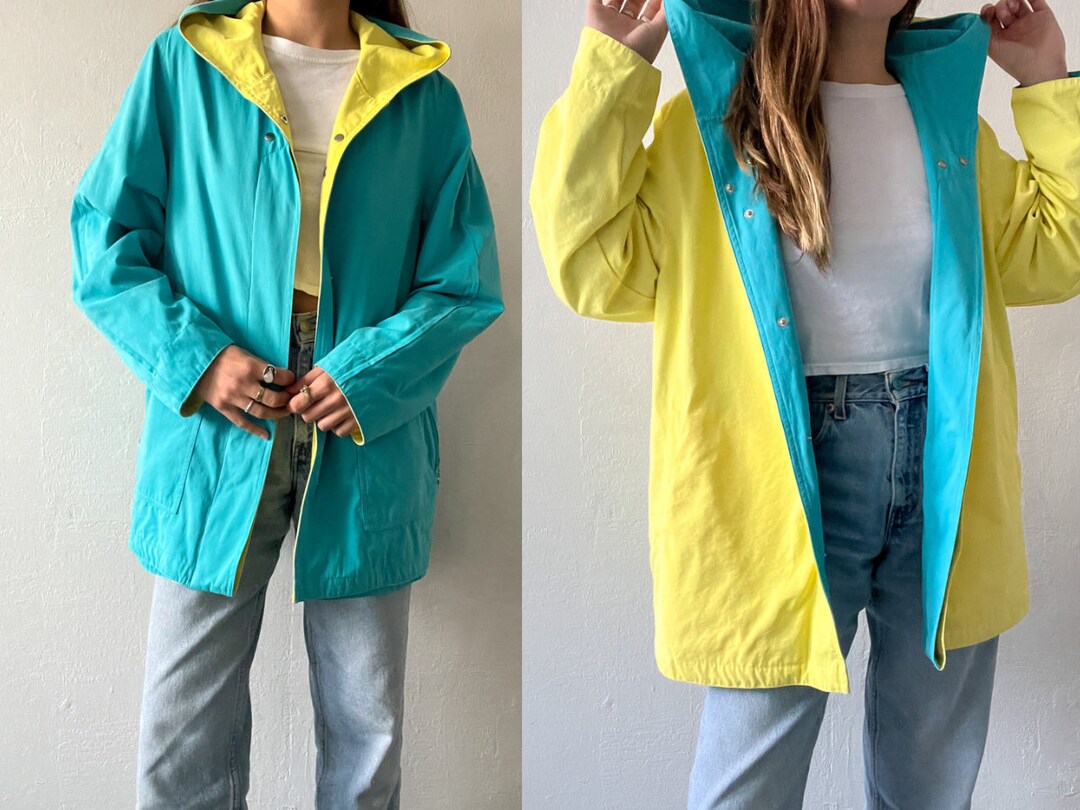 Vintage Reversible Hooded Rain Jacket Etsy