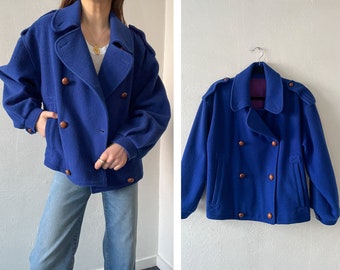 Vintage Royal Blue Pure Wool Coat Sz 6