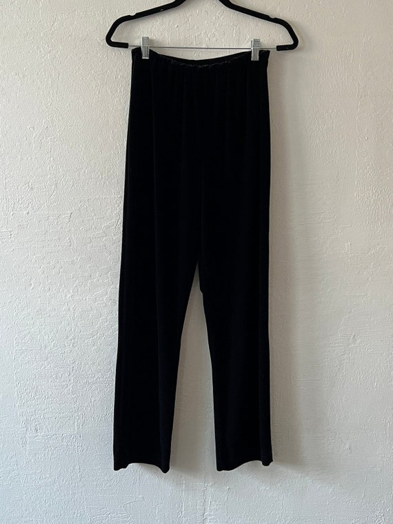 Vintage Black Velvet Elastic Waist Pants